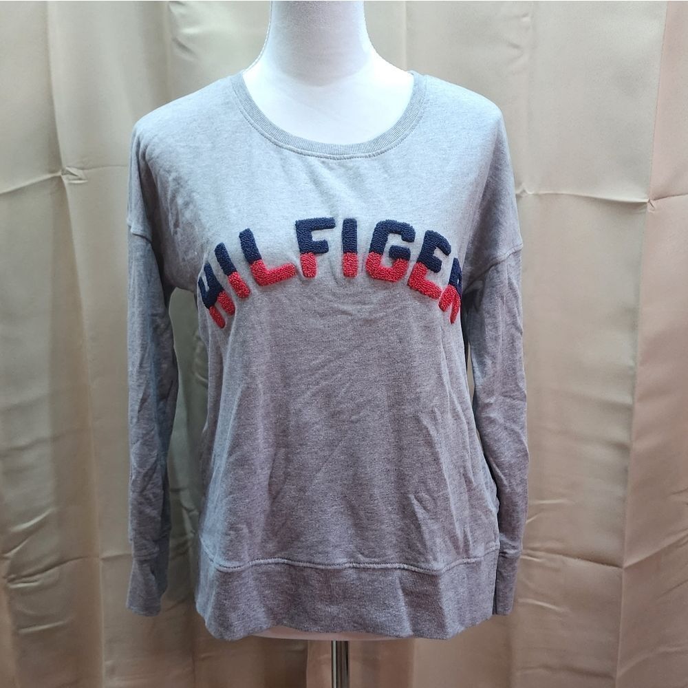 Tommy Hilfiger Gray Pullover Logo Sweatshirt Size Small